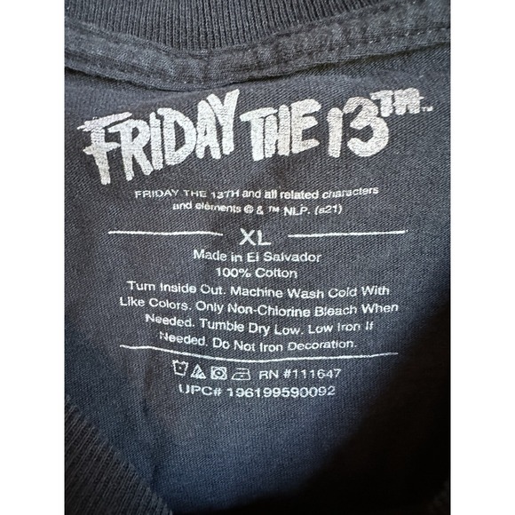 Friday the 13th T-Shirt Graphic Jason Voorhees Hockey Mask Black Size XL Horror - Picture 3 of 4